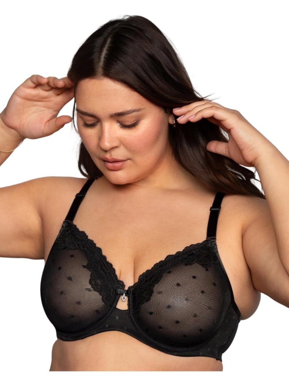 Plus Size Sheer Lace Underwire Bra for Curvy Women - Comfortable & Stylish